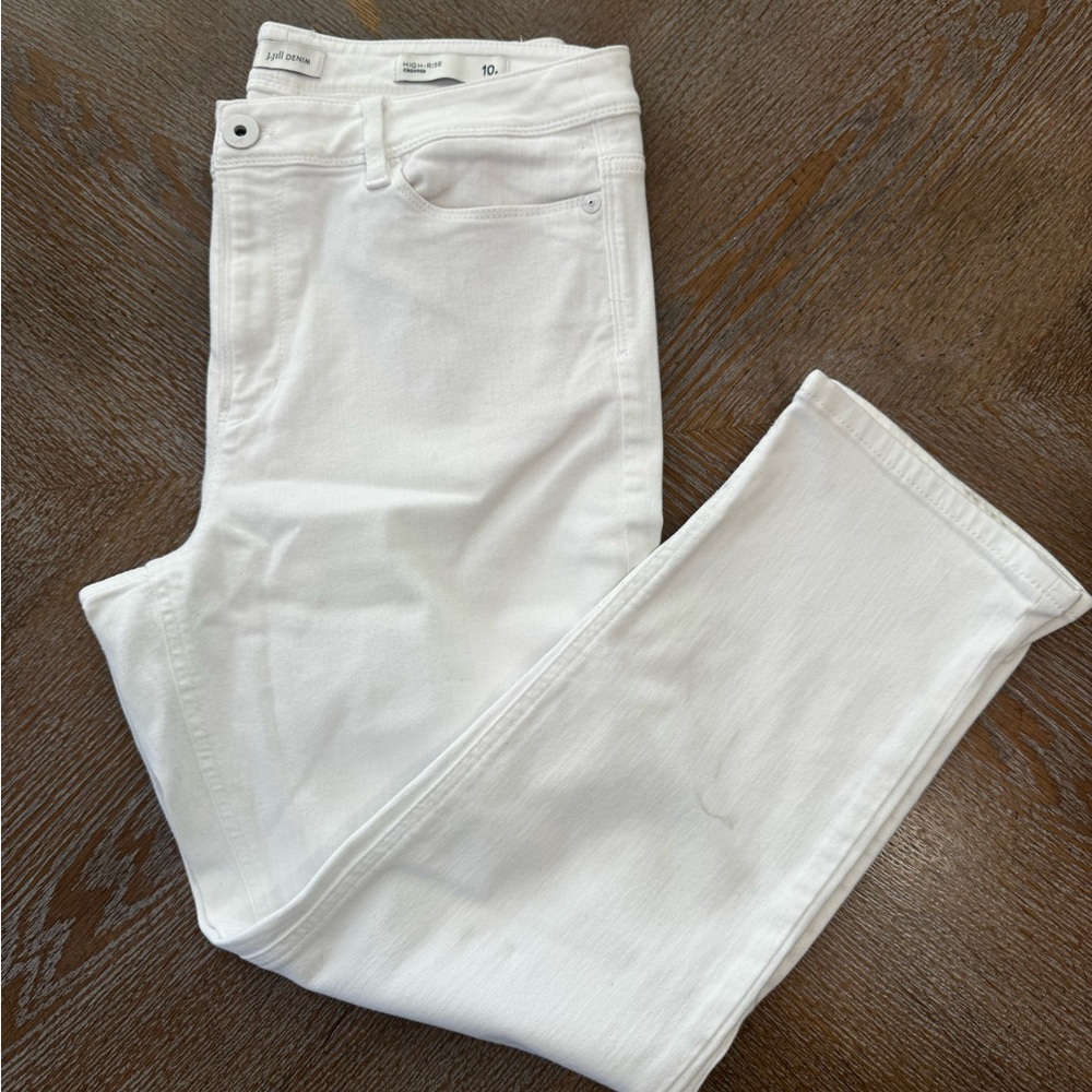 J. Jill White Denim High Rise Cropped Sz10P Waist 32” Inseam 24.5” Mid Rise